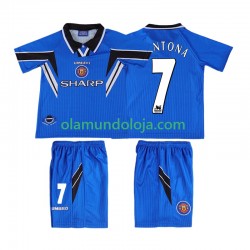 Camisola Manchester United CONTONA 7 1996 Retro Criança Equipamento Terceiro 1998 Manga Curta